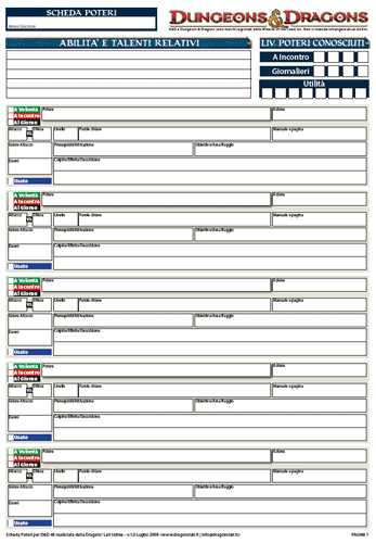 Maggiori informazioni riguardo "Scheda Poteri D'L per D&D 4E"