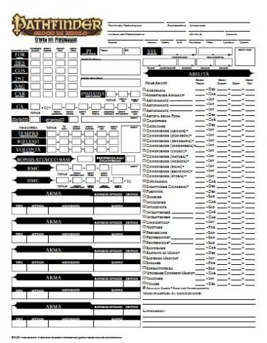 Maggiori informazioni riguardo "Scheda del giocatore Pathfinder"