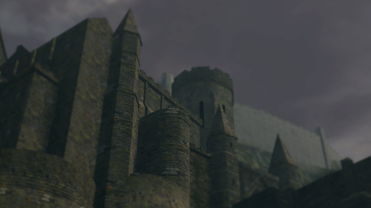 Vista dal ponte del primo incontro col drago: Ingresso cittadella, mura bianche anor Londo