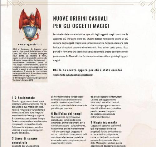 Maggiori informazioni riguardo "Nuove Origini Casuali per gli Oggetti Magici"