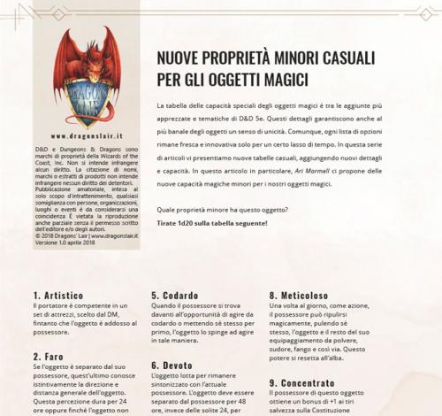 Maggiori informazioni riguardo "Nuove proprietà minori casuali per gli oggetti magici"