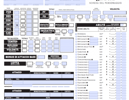 Maggiori informazioni riguardo "Scheda editabile D&D 3.5 semiautomatica"