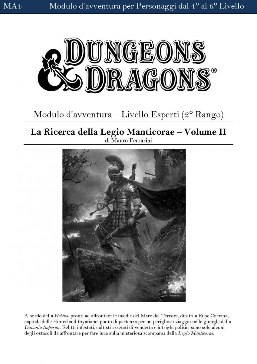 Maggiori informazioni riguardo "La Ricerca della Legio Manticorae - VOL. II"