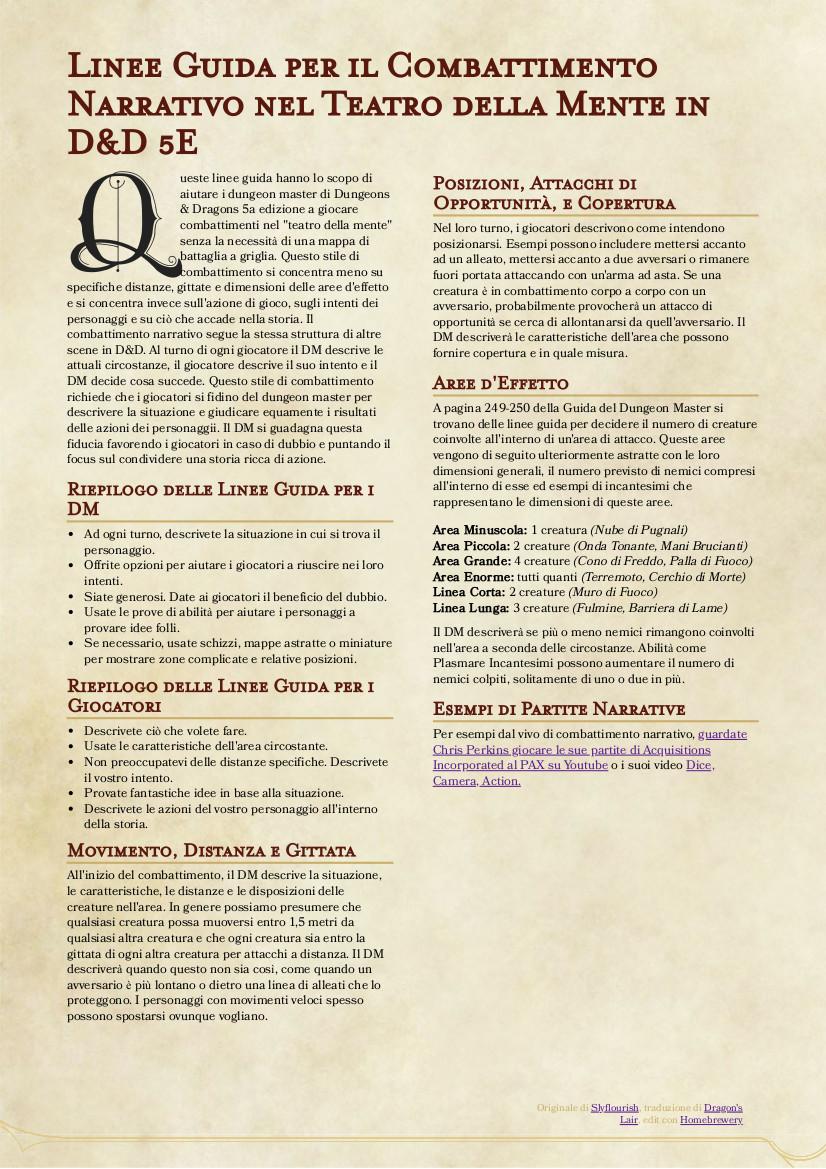 Guida al Combattimento Narrativo per D&D 5E - Dungeons & Dragons