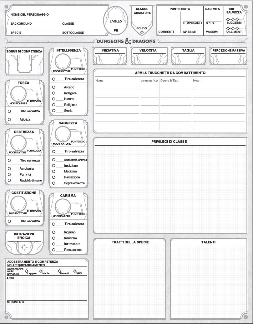 Scheda Personaggio D d 2024 Italiano Schede Dragons Lair