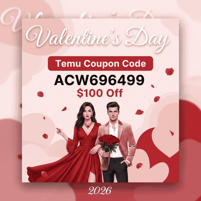Temu Coupon Code [ACW696499] Get $100 Off This Valentine's Day 2026